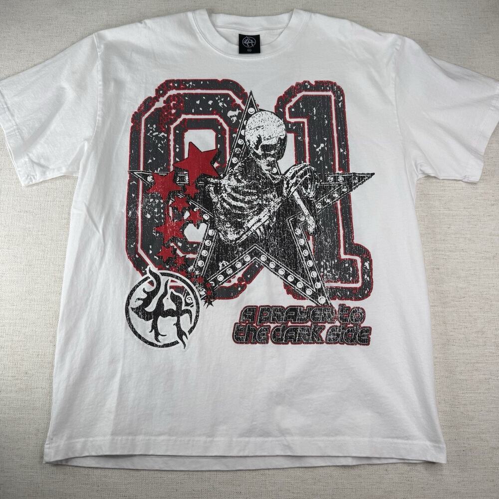 Lost Hills Shirt Skull Men’s Size XL Short Sleeve Double Sided White Tee
